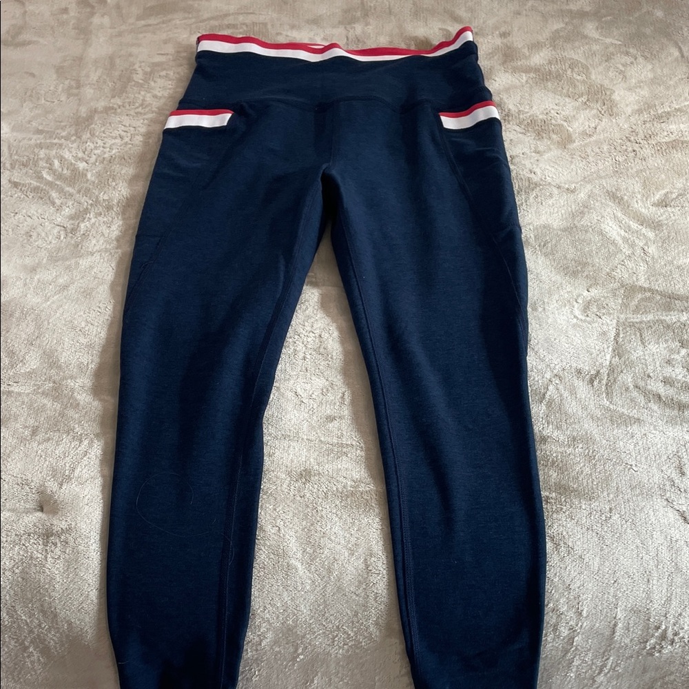 Beyond Yoga pants size M, navy with red and white accents